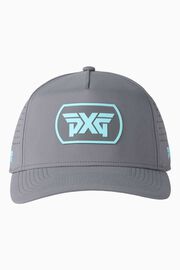 Men's Dog Tag 5-Panel Snapback Cap - Charcoal/Teal Logo - One Size Charcoal